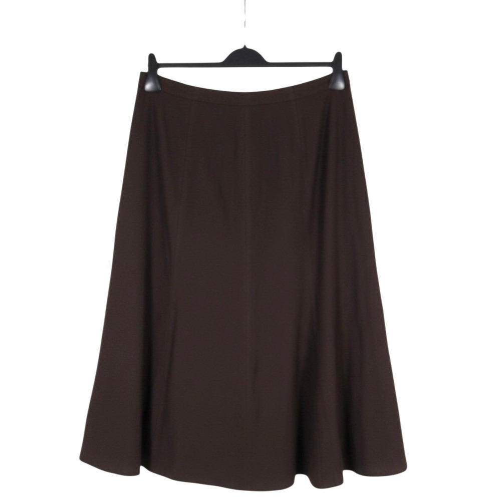 MATCH POINT Midweight LINEN Dark Brown ELASTIC WAIST Paneled A-LINE SKIRT Sz L